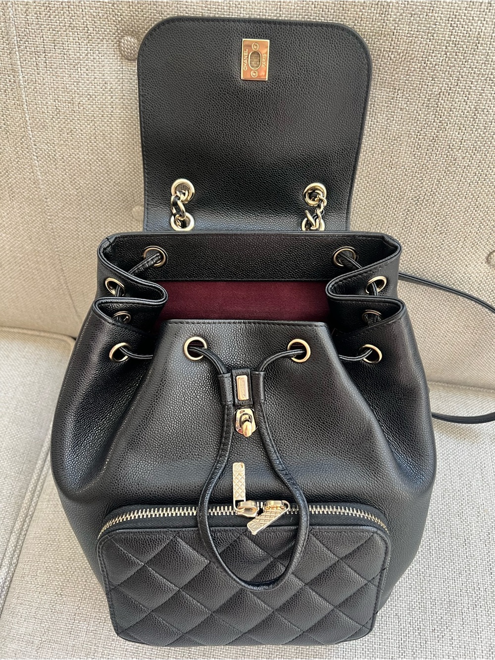 CHANEL Caviar Quilted Business Affinity Backpack Black with Receipt - Picture 3 of 16